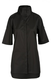 Удлиненная блуза с высоким воротником и открытыми плечами DKNY