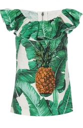 Топ прямого кроя с оборкой и вышивкой Dolce &amp; Gabbana