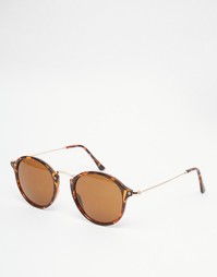 Круглые солнцезащитные очки в коричневой черепаховой оправе ASOS