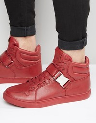 Высокие красные кроссовки с ремешками ASOS - Красный