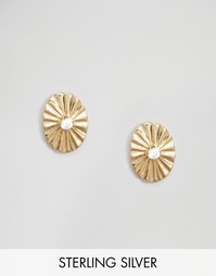 Серьги из позолоченного серебра с камнем ASOS - Золотой