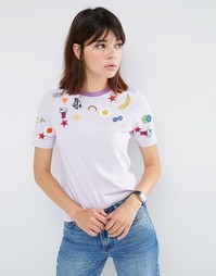 Футболка с окантовкой и аппликациями ASOS - Мульти