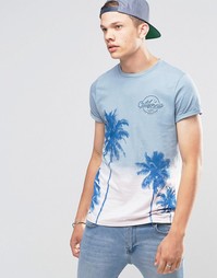 Розовая футболка с эффектом деграде и пальмовым принтом ASOS