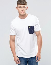 Белая футболка с карманом в квадратный горошек Lyle &amp; Scott - Белый