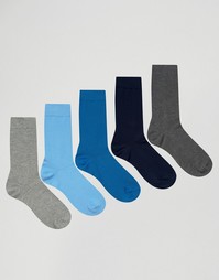 5 пар серых и синих носков ASOS - Мульти
