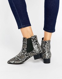 Ботинки челси на низком блочном каблуке ASOS AMBER - Snake mono