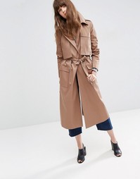 Длинный макинтош с большой отлетной кокеткой ASOS - Mink