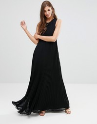 Черное платье макси с высокой горловиной Lavand - Черный