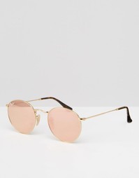 Круглые солнцезащитные очки в золотистой металлической оправе Ray-Ban