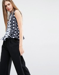 Рубашка в горошек с баской без рукавов PS by Paul Smith - 79 синий