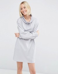 Платье-туника с воротником‑труба и решетчатым принтом ASOS WHITE