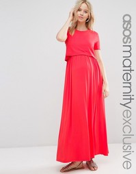 Двухслойное платье макси для кормящих мам ASOS Maternity NURSING