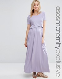 Двухслойное платье макси для кормящих мам ASOS Maternity NURSING