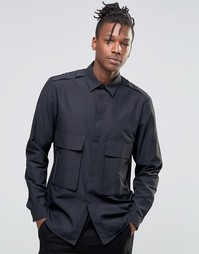 Рубашка классического кроя в стиле милитари с двумя карманами на молни Asos