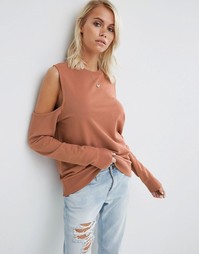 Свитшот с открытыми плечами ASOS - Телесный