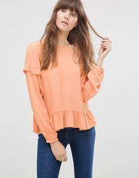 Красный топ с рюшами Vero Moda Tenna - Canyon sunset
