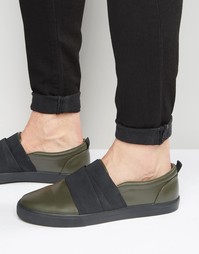 Кроссовки-слипоны цвета хаки с эластичными ремешками ASOS - Хаки