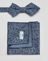 Галстук-бабочка и платок для пиджака с цветочным принтом Minimum