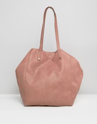 Мягкая сумка-шоппер со съемным клатчем ASOS - Розовый