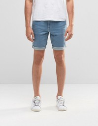 Голубые супероблегающие джинсовые шорты ASOS - Светло-голубой