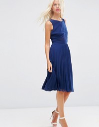 Платье миди со складками ASOS - Темно-синий