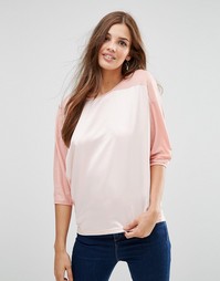 Бело-розовый oversize‑топ с рукавами реглан Lavand Silky - Розовый