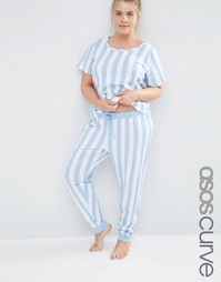 Пижамный комплект в полоску ASOS CURVE - Полоски