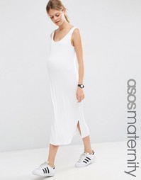 Платье-майка миди в рубчик для беременных ASOS Maternity - Белый