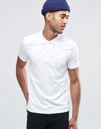 Короткая футболка-поло с принтом молний Jack &amp; Jones - Белый