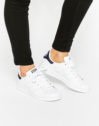 Бело-синие кроссовки Adidas Originals Stan Smith - Белый