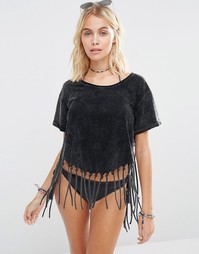 Укороченный пляжный топ с кисточками Surf Gypsy - Черный