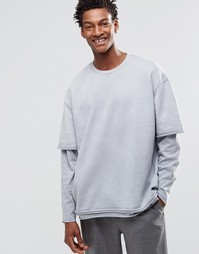 Oversize‑свитшот с двухслойными рукавами и необработанными краями ASOS
