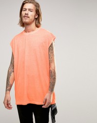 Oversize-футболка без рукавов кораллового цвета ASOS - Fluro coral