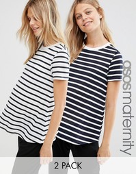 Набор из 2 футболок в полоску ASOS Maternity Swing - СКИДКА 15%