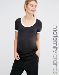Футболка с контрастным кантом Mamalicious - Черный Mama.Licious