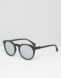 Круглые солнцезащитные очки в прорезиненной оправе ASOS - Черный