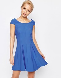 Короткое приталенное платье со складками Closet - Синий