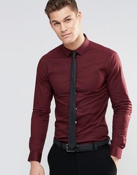 Бордовая рубашка с черным галстуком ASOS - СКИДКА 15% - Burgundy