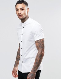 Белая рубашка скинни с контрастными пуговицами и короткими рукавами AS Asos