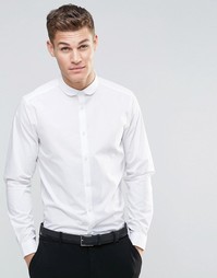 Белая рубашка с закругленным воротником и длинными рукавами ASOS