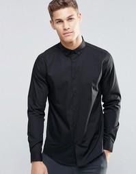 Черная рубашка классического кроя с воротником на пуговицах ASOS