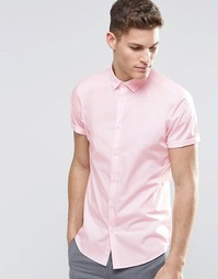 Строгая рубашка розового цвета с короткими рукавами ASOS - Розовый