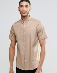 Рубашка классического кроя с воротником на пуговицах ASOS - Бежевый