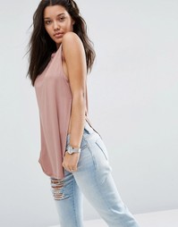Длинный топ без рукавов с разрезами сбоку ASOS - Fawn