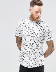 Белая облегающая рубашка с принтом и короткими рукавами ASOS - Белый
