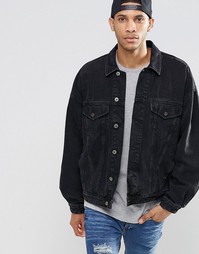 Выбеленная джинсовая куртка в стиле oversize ASOS - Черный
