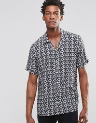Рубашка из вискозы с короткими рукавами и принтом ASOS - Черный