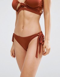 Трусики бикини с завязками по бокам ASOS - Shiny brown