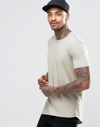 Длинная футболка с асимметричным краем ASOS - Алюминиевый