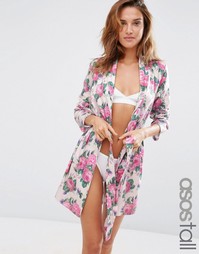 Трикотажный халат с цветочным принтом ASOS TALL - Цветочный